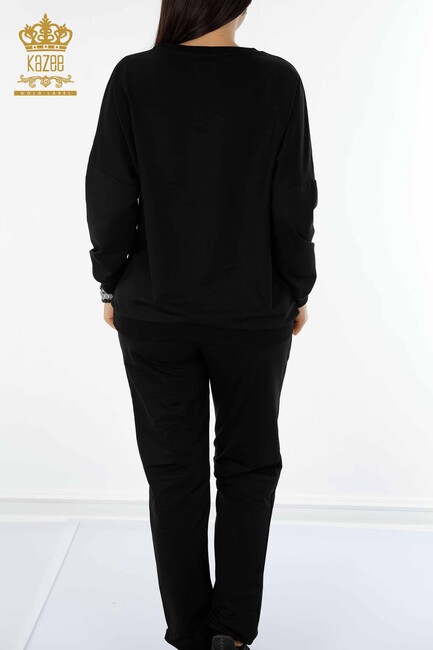 Women's Tracksuit Set Black with Text Detailed - 17461 | KAZEE - Thumbnail