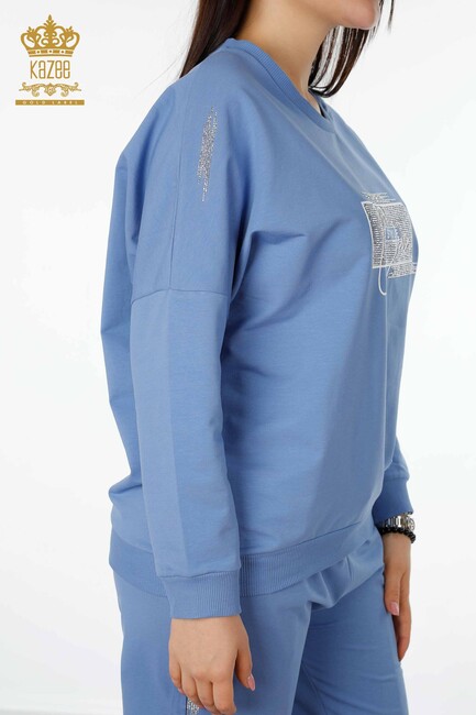 Women's Tracksuit Set Blue with Text Detailed - 17461 | KAZEE - Thumbnail