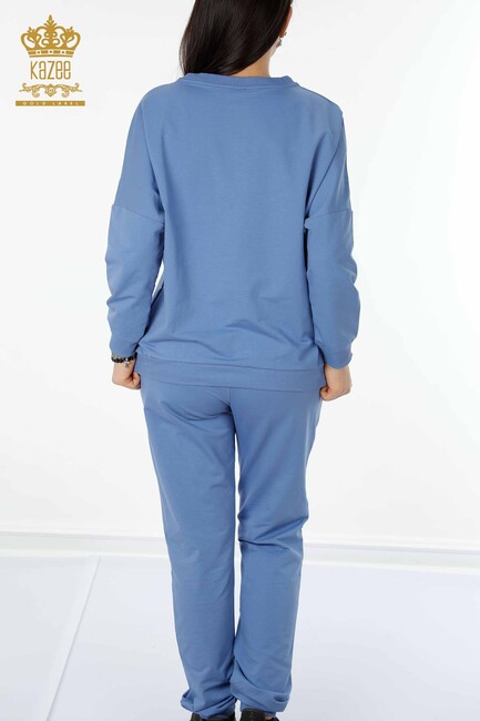 Women's Tracksuit Set Blue with Text Detailed - 17461 | KAZEE - Thumbnail