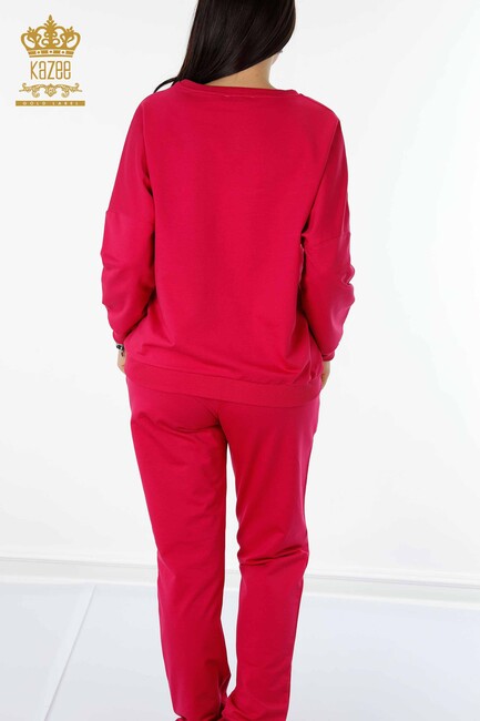 Women's Tracksuit Set Text Detailed Fuchsia - 17461 | KAZEE - Thumbnail