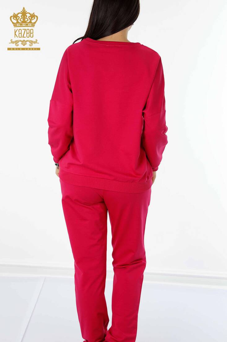 Women's Tracksuit Set Text Detailed Fuchsia - 17461 | KAZEE