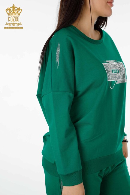 Women's Tracksuit Set Text Detailed Green - 17461 | KAZEE - Thumbnail