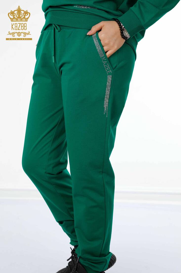 Women's Tracksuit Set Text Detailed Green - 17461 | KAZEE