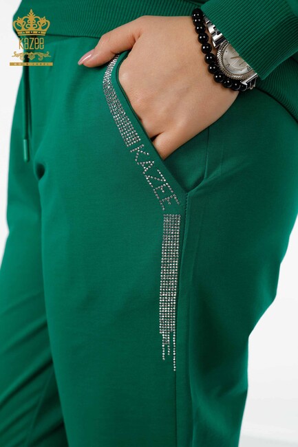 Women's Tracksuit Set Text Detailed Green - 17461 | KAZEE - Thumbnail