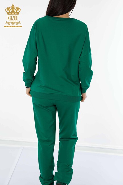 Women's Tracksuit Set Text Detailed Green - 17461 | KAZEE - Thumbnail