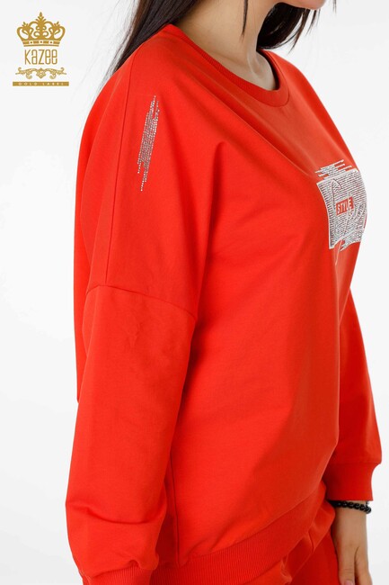 Women's Tracksuit Set Text Detailed Orange - 17461 | KAZEE - Thumbnail