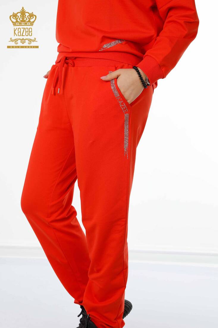 Women's Tracksuit Set Text Detailed Orange - 17461 | KAZEE