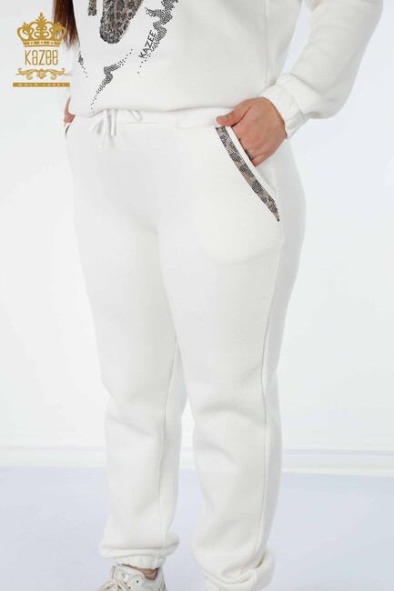 Women's Tracksuit Set Tiger Detail Ecru - 17473 | KAZEE - Thumbnail