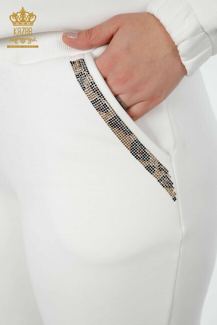 Women's Tracksuit Set Tiger Detail Ecru - 17473 | KAZEE - Thumbnail