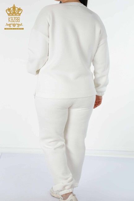 Women's Tracksuit Set Tiger Detail Ecru - 17473 | KAZEE - Thumbnail