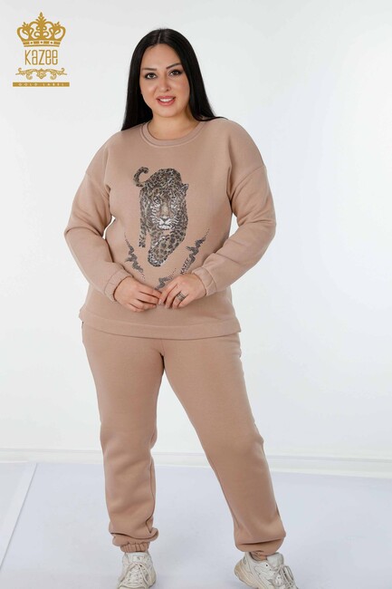 Women's Tracksuit Set Tiger Detail Mink - 17473 | KAZEE - Thumbnail