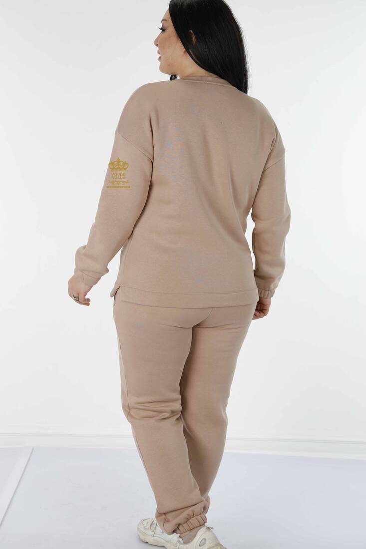 Women's Tracksuit Set Tiger Detail Mink - 17473 | KAZEE