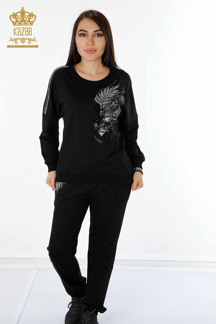 Women's Tracksuit Set Tiger Pattern Black - 17459 | KAZEE - Thumbnail