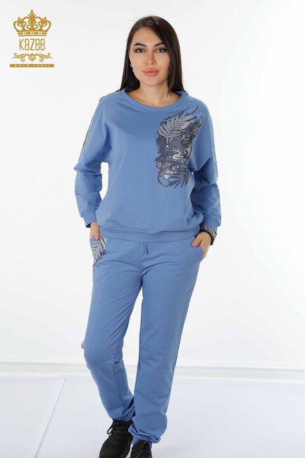 Women's Tracksuit Set Tiger Pattern Blue - 17459 | KAZEE - Thumbnail