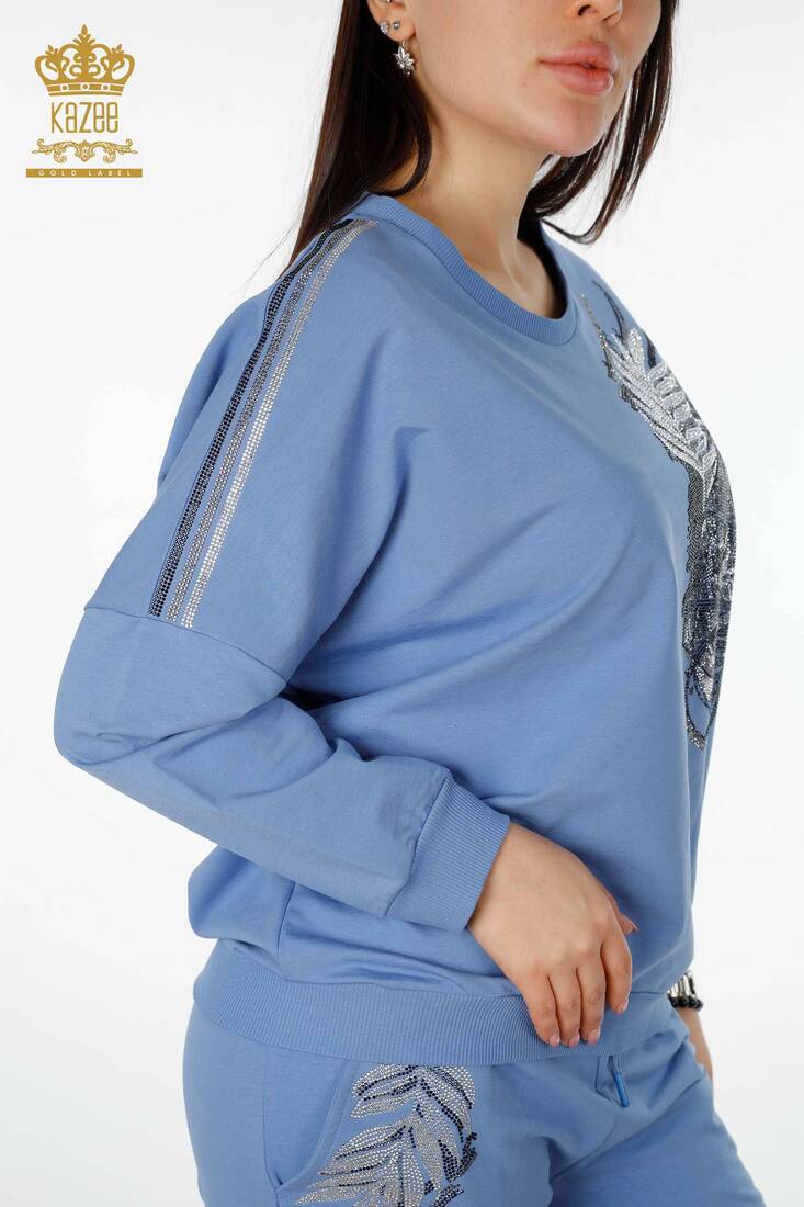 Women's Tracksuit Set Tiger Pattern Blue - 17459 | KAZEE