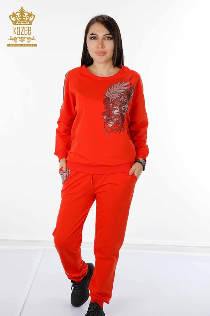 Women's Tracksuit Set Tiger Pattern Orange - 17459 | KAZEE - Thumbnail