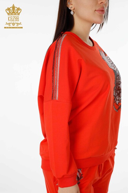 Women's Tracksuit Set Tiger Pattern Orange - 17459 | KAZEE - Thumbnail