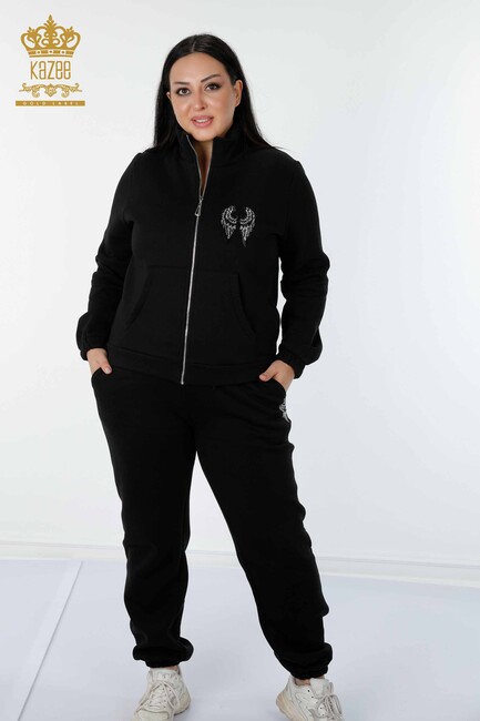 Women's Tracksuit Set Wing Detailed Black - 17466 | KAZEE - Thumbnail