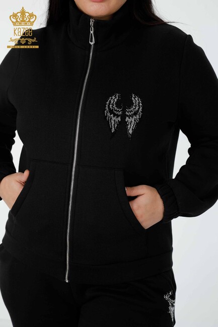 Women's Tracksuit Set Wing Detailed Black - 17466 | KAZEE - Thumbnail