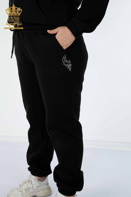 Women's Tracksuit Set Wing Detailed Black - 17466 | KAZEE - Thumbnail