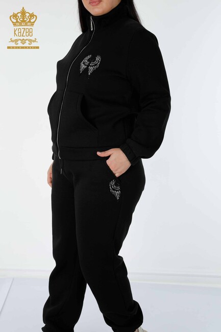 Women's Tracksuit Set Wing Detailed Black - 17466 | KAZEE - Thumbnail