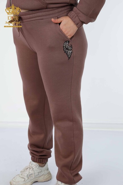 Women's Tracksuit Set Wing Detailed Brown - 17466 | KAZEE - Thumbnail