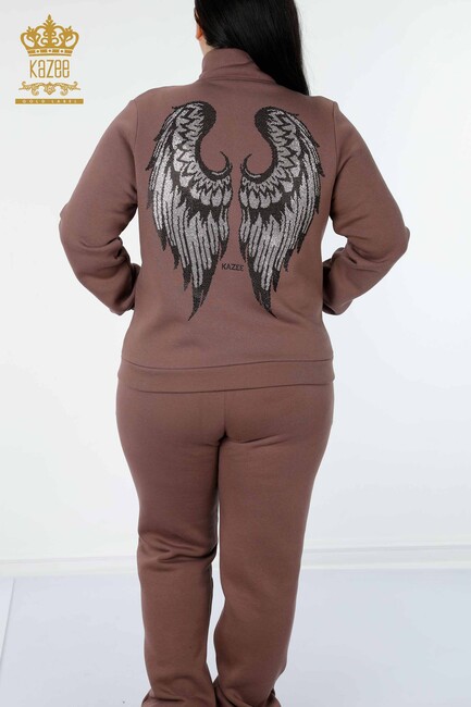 Women's Tracksuit Set Wing Detailed Brown - 17466 | KAZEE - Thumbnail