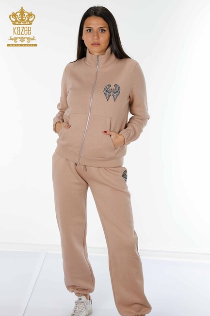 Women's Tracksuit Set Wing Detailed Mink - 17466 | KAZEE - Thumbnail