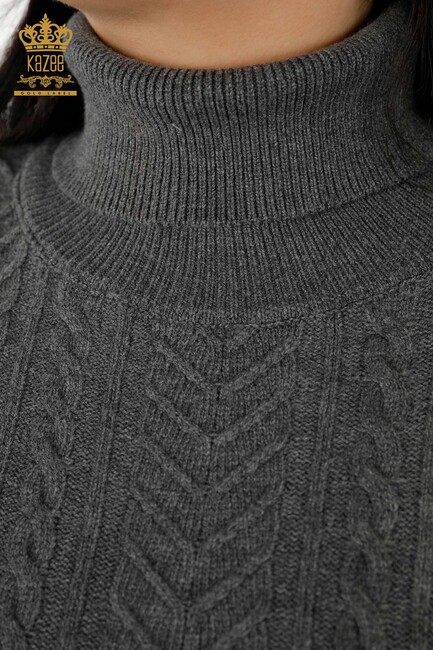 Women's Sweater Stone Embroidered Anthracite - 30179 | KAZEE - Thumbnail