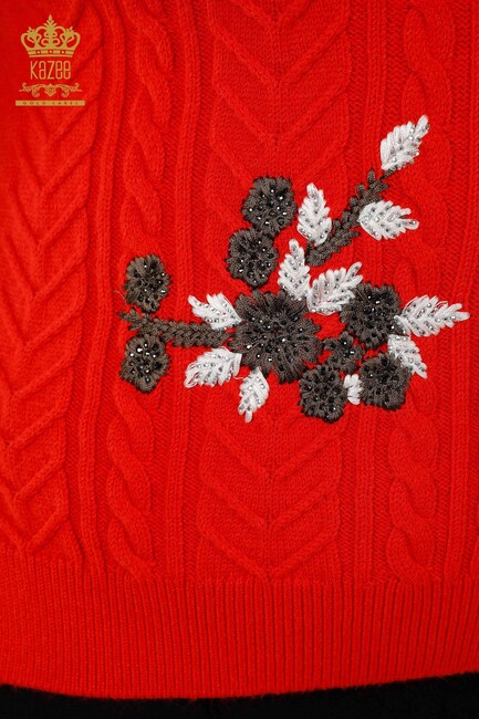 Women's Sweater Stone Embroidered Coral - 30179 | KAZEE - Thumbnail