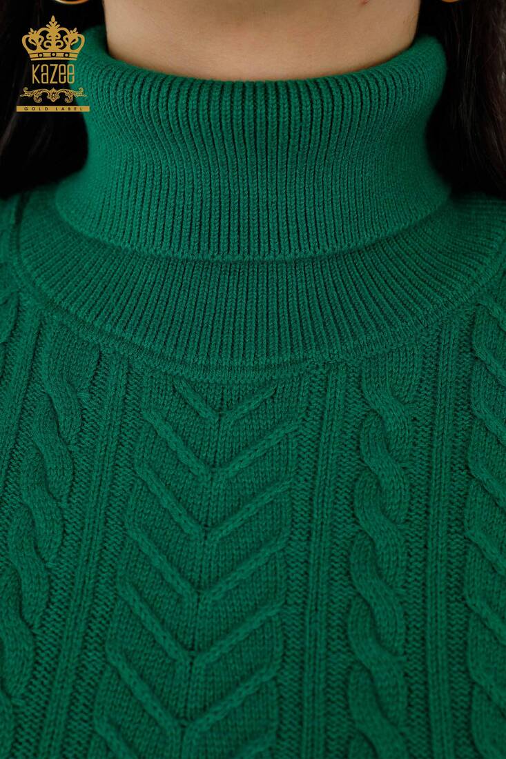 Women's Sweater Stone Embroidered Green - 30179 | KAZEE