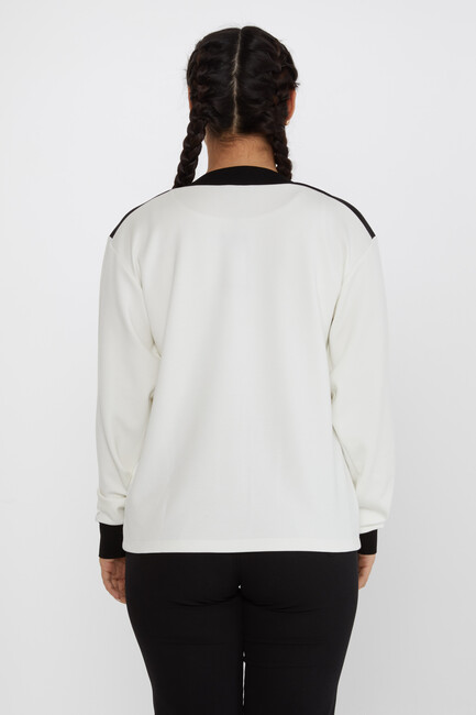 Women's Sweatshirt Collar Detailed Stoned Ecru - 2246 | KAZEE - Thumbnail