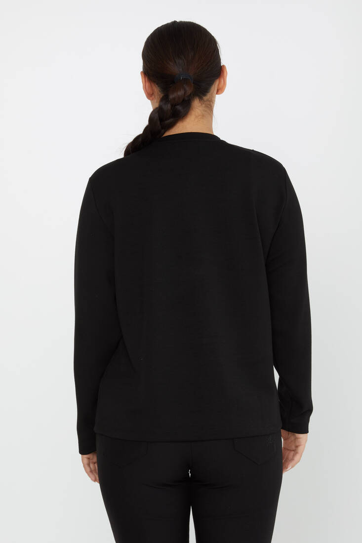 Women's Sweatshirt Collar Stone Black - 2231 | KAZEE