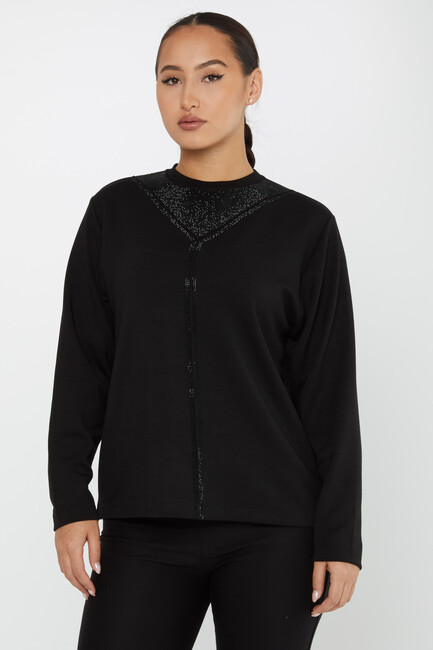 Women's Sweatshirt Collar Stone Black - 2231 | KAZEE - Thumbnail