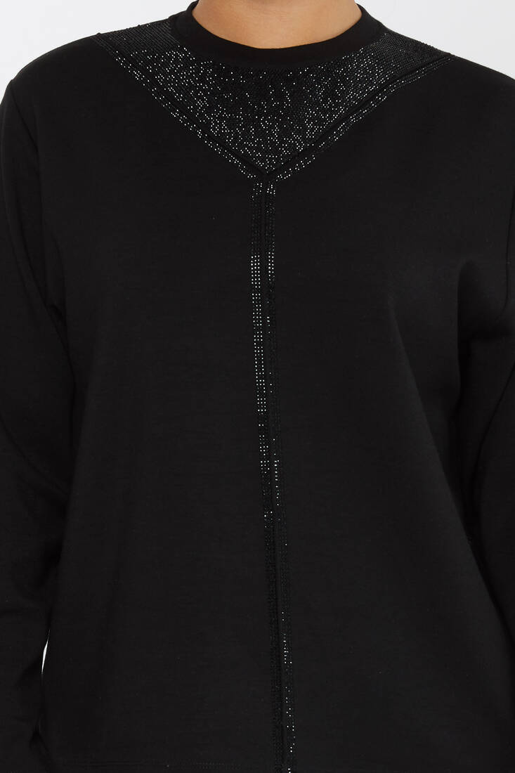 Women's Sweatshirt Collar Stone Black - 2231 | KAZEE