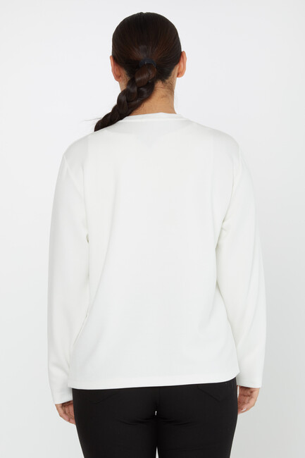 Women's Sweatshirt Collar Stoned Ecru - 2231 | KAZEE - Thumbnail