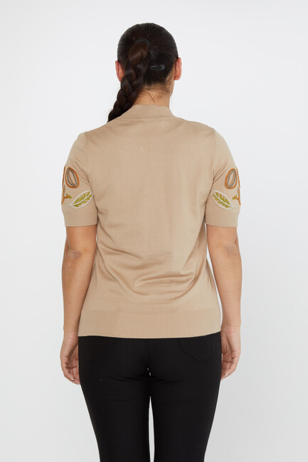 Women's Sweatshirt Embroidered Beige - 15844 | KAZEE - Thumbnail