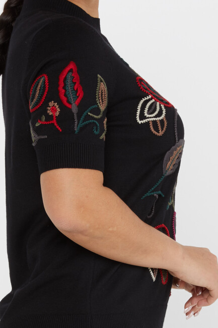 Women's Sweatshirt Embroidered Black - 15844 | KAZEE - Thumbnail