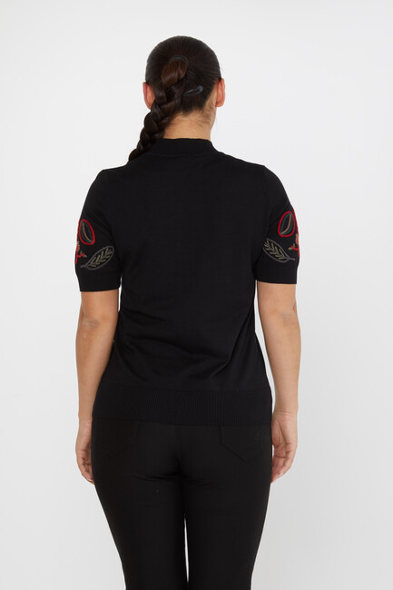 Women's Sweatshirt Embroidered Black - 15844 | KAZEE - Thumbnail