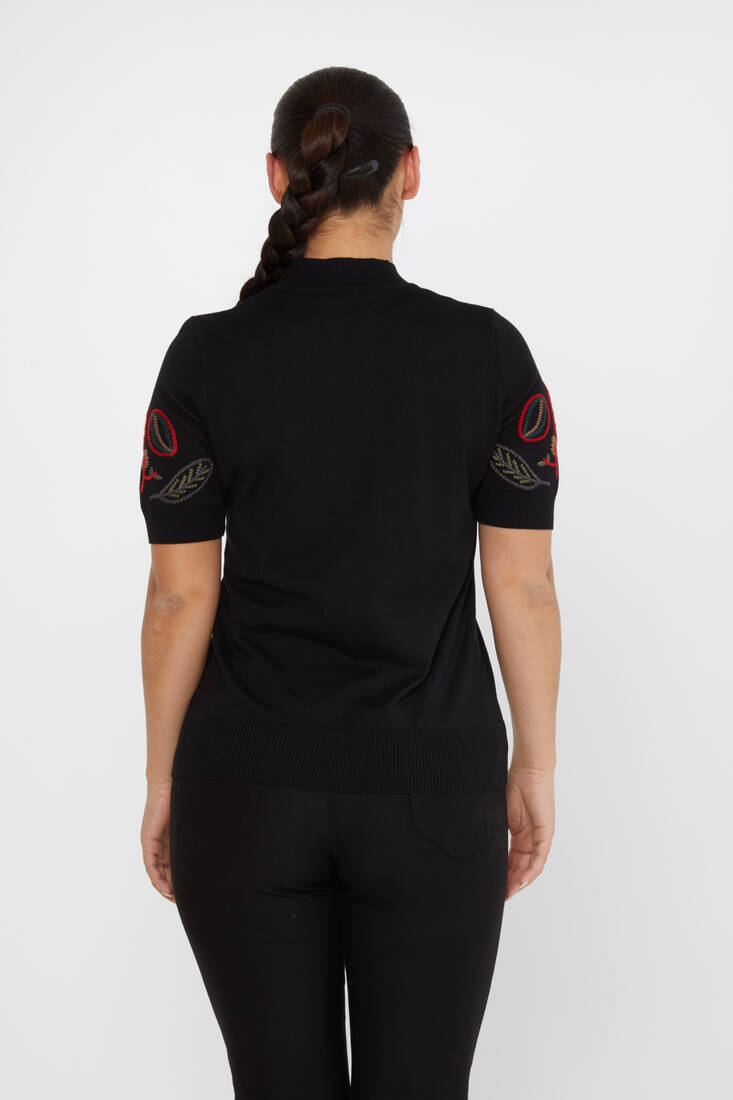 Women's Sweatshirt Embroidered Black - 15844 | KAZEE