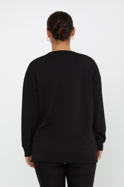 Women's Sweatshirt Embroidered Black - 17784 | KAZEE - Thumbnail