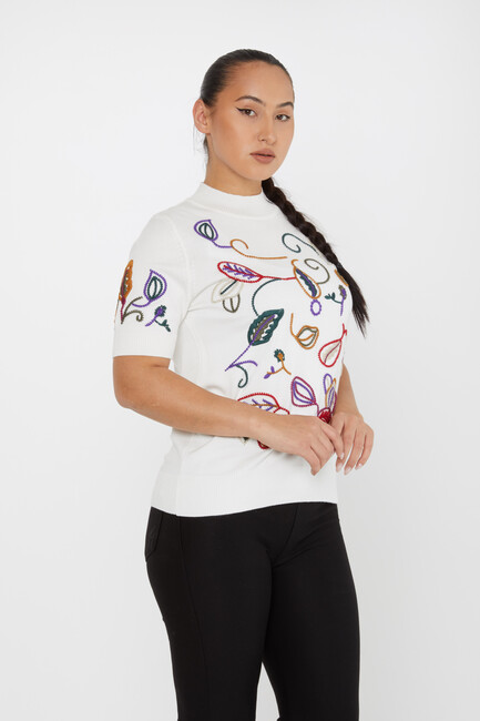 Women's Sweatshirt Embroidered Ecru - 15844 | KAZEE - Thumbnail