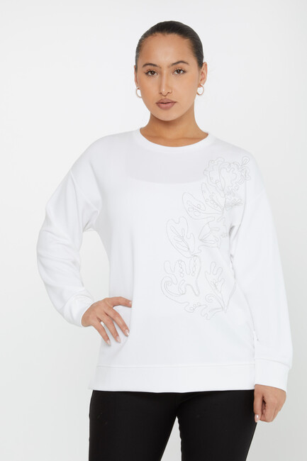 Women's Sweatshirt Embroidered Ecru - 17784 | KAZEE - Thumbnail