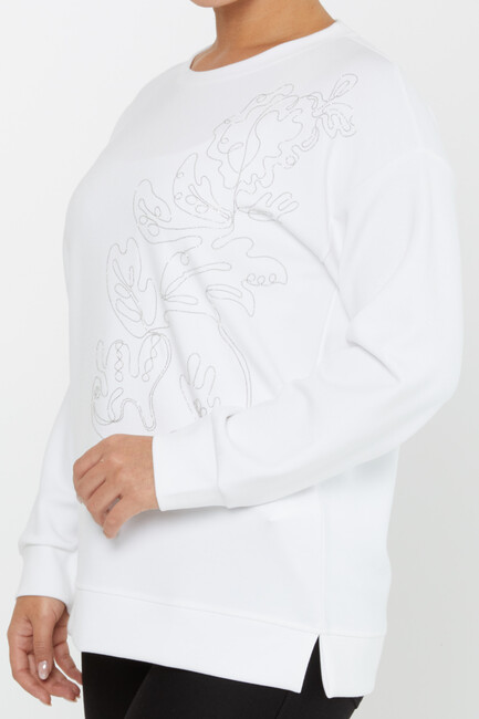 Women's Sweatshirt Embroidered Ecru - 17784 | KAZEE - Thumbnail