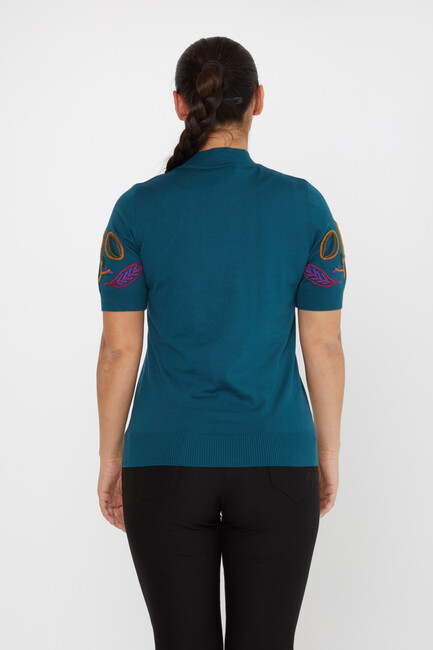 Women's Sweatshirt Embroidered Petrol - 15844 | KAZEE - Thumbnail