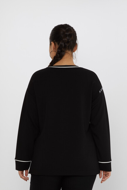 Women's Sweatshirt Embroidered Black - 17752 | KAZEE - Thumbnail