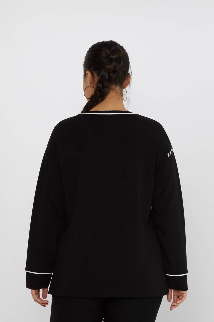 Women's Sweatshirt Embroidered Black - 17752 | KAZEE