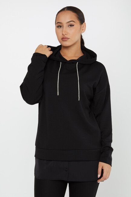 Women's Sweatshirt Hooded Black - 17750 | KAZEE - Thumbnail