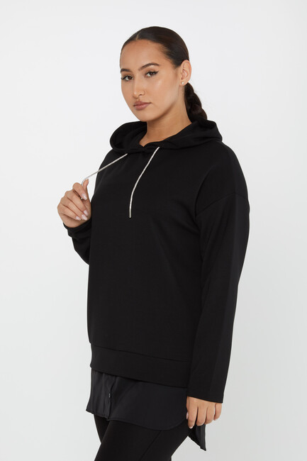 Women's Sweatshirt Hooded Black - 17750 | KAZEE - Thumbnail