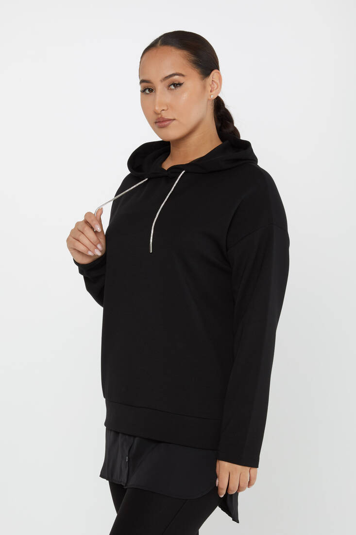 Women's Sweatshirt Hooded Black - 17750 | KAZEE